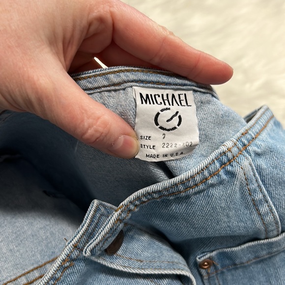 Pre-owned Michael Light Denim Button Down Mini Skirt. Junior Sz 7 - Picture 5 of 6